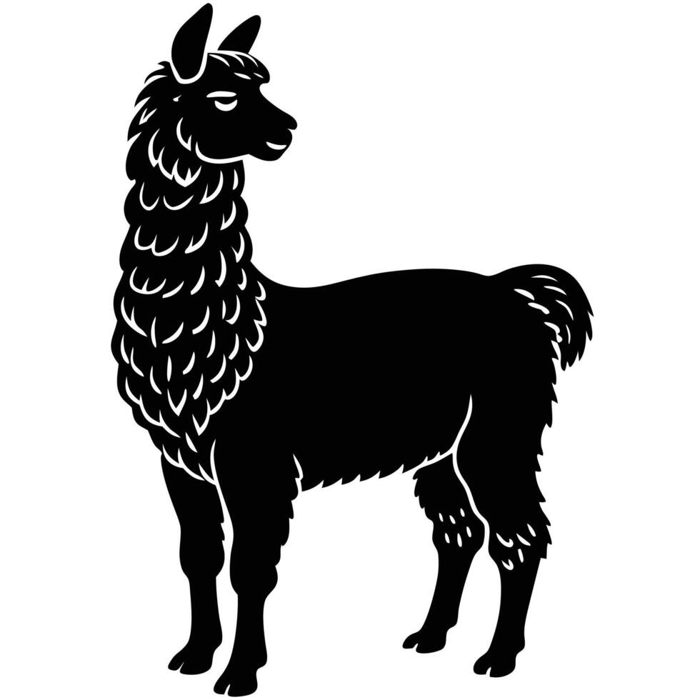 black silhouette of a llama on a white background vector