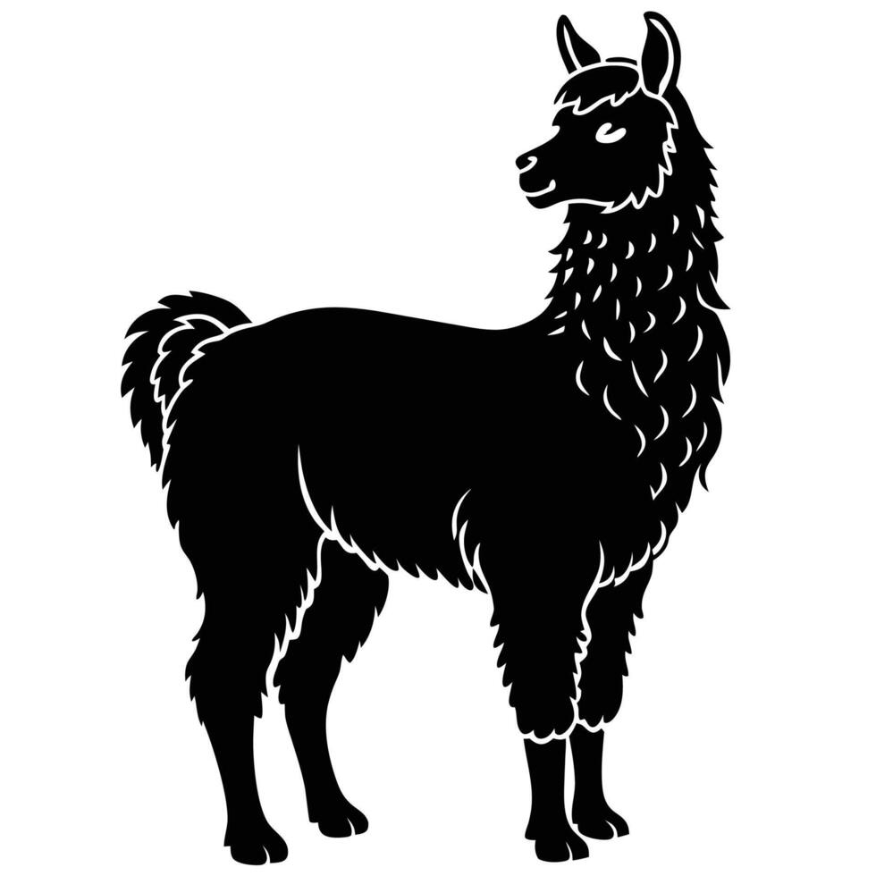 llama silhouette on white background vector