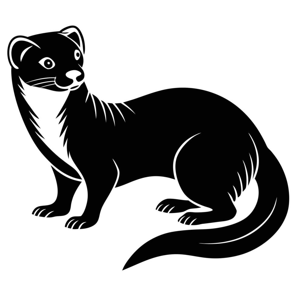 a black and white illustration of a weasel vector