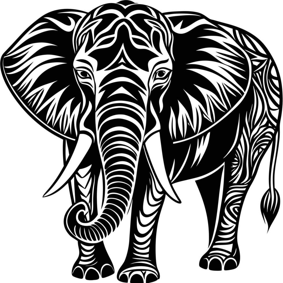 an elephant with tribal patterns on its body vector