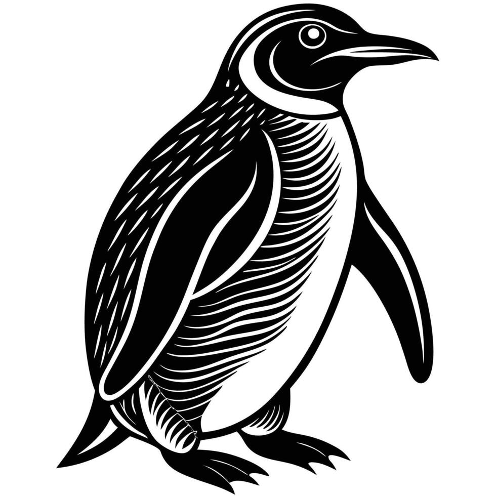 a black and white penguin standing on its hind legs vector