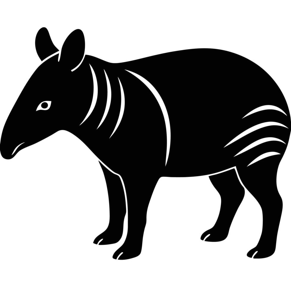 a black and white illustration of a tapir vector