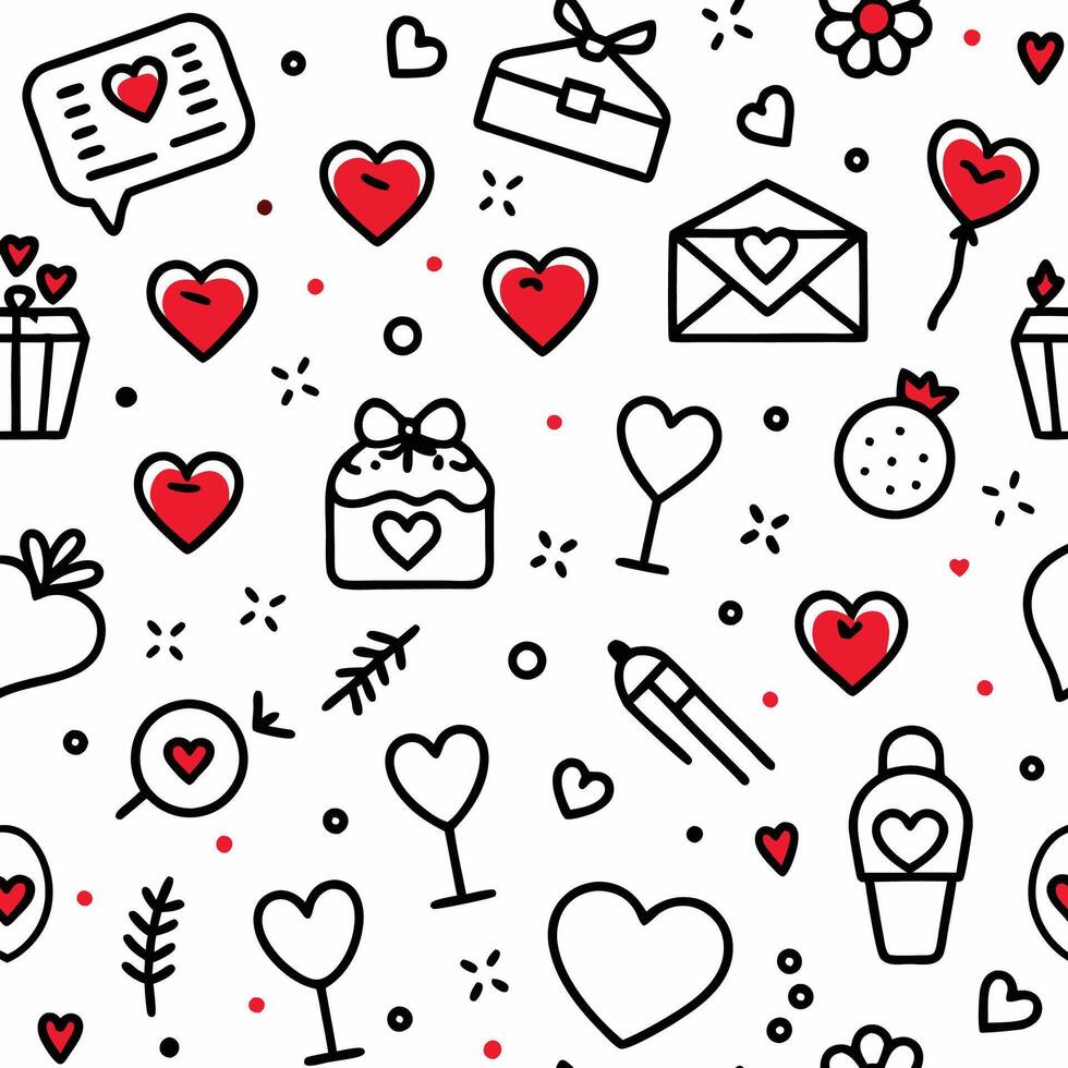 valentine's day seamless pattern with hearts and gifts vector