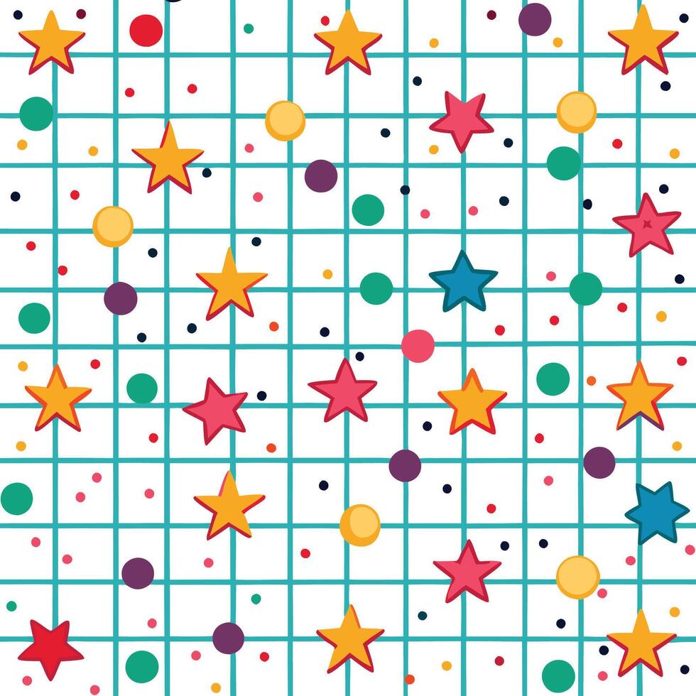 a colorful star pattern with squares and circles vector