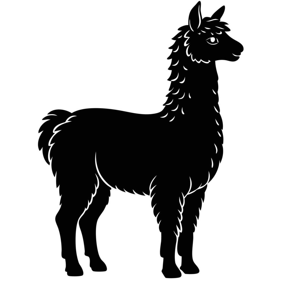 black silhouette of a llama on a white background vector