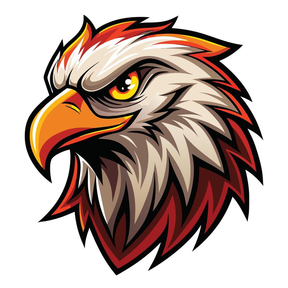 an eagle head with a red and yellow beak vector