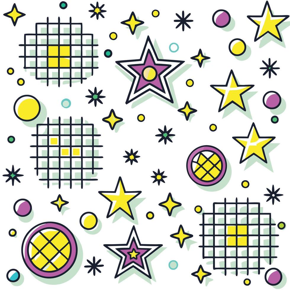 a set of stars and squares with a star in the middle vector