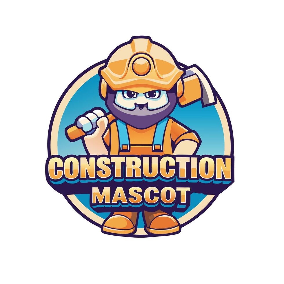construction mascot logo vector