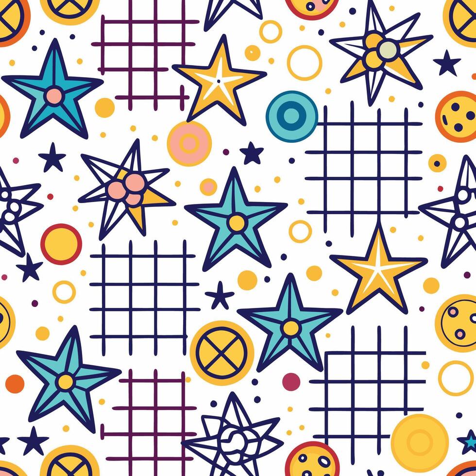 a colorful pattern with stars and squares vector