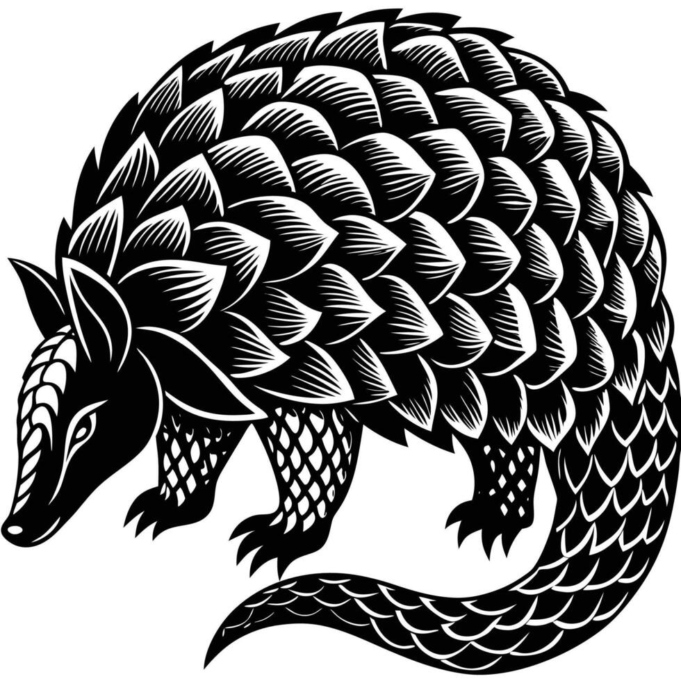 an armadillo in a woodcut style vector