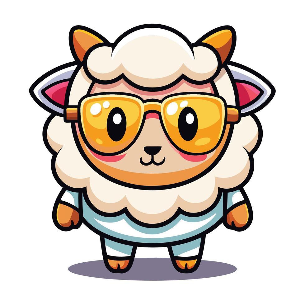 a cartoon sheep wearing sunglasses and a white shirt vector