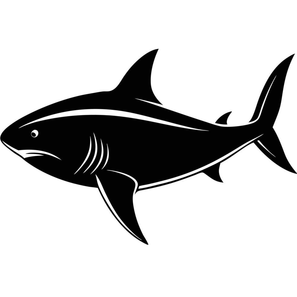 shark silhouette on white background vector