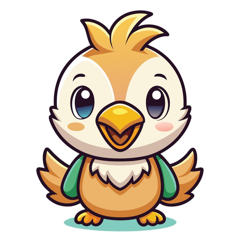 a cartoon bird with a green and white dress vector