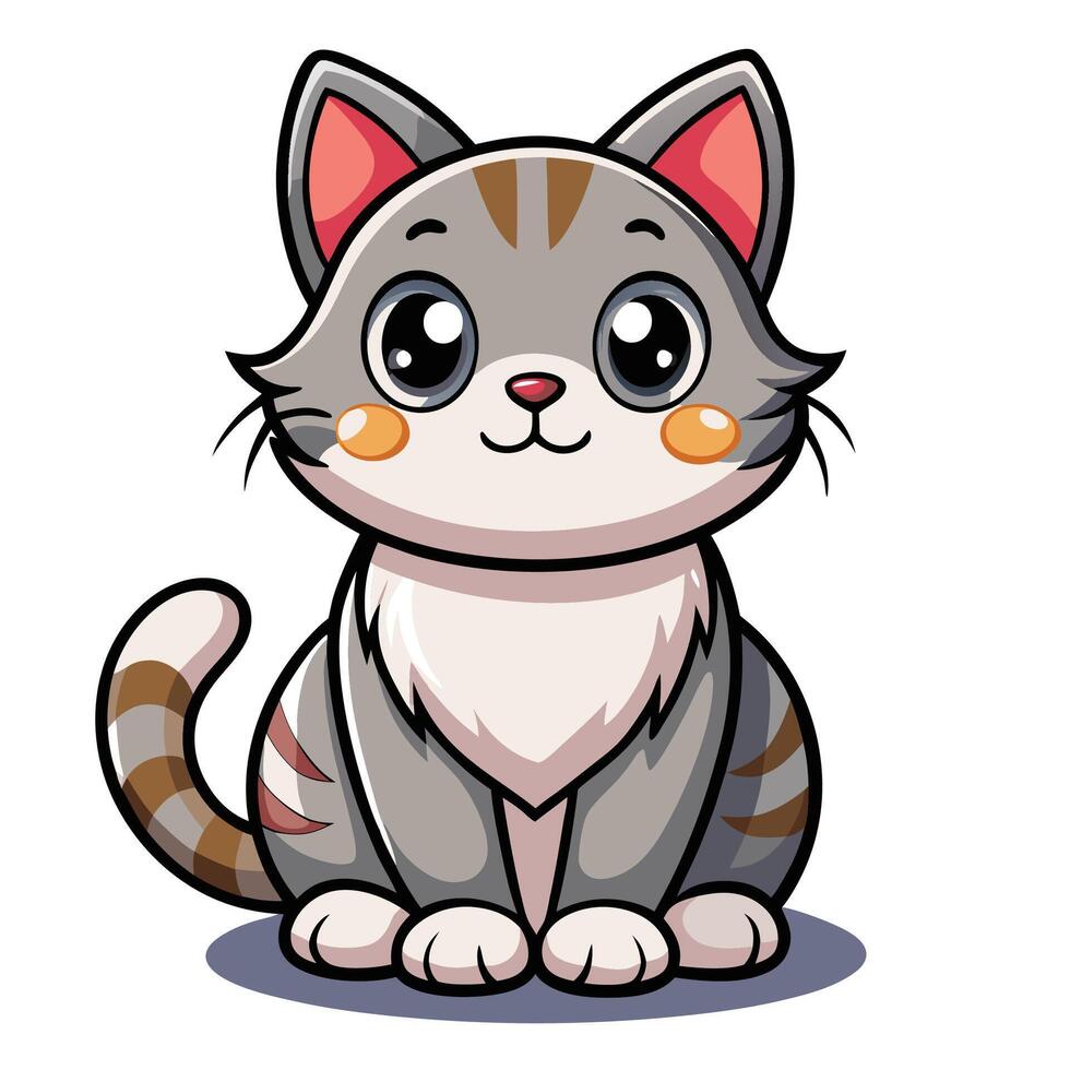 a cartoon cat with big eyes and a big nose vector