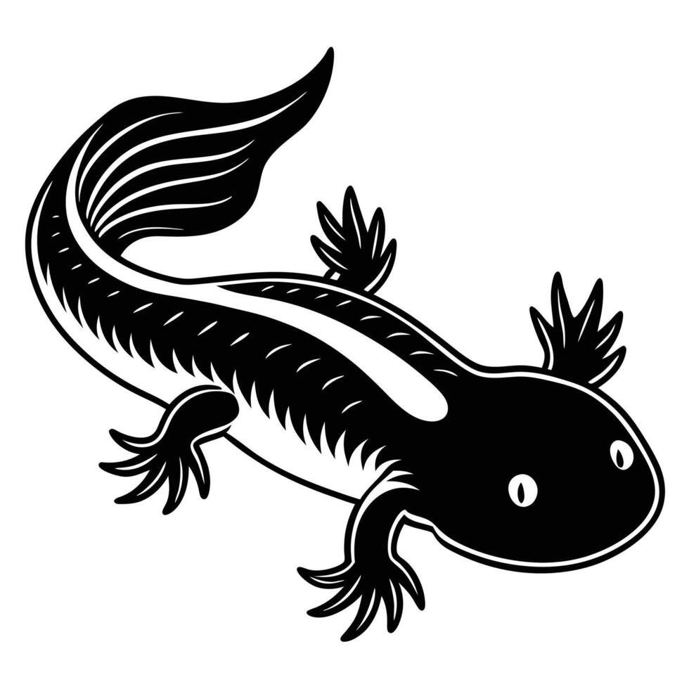 an axolotl is shown in a black and white illustration vector