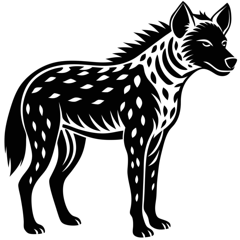a black and white hyena standing on a white background vector