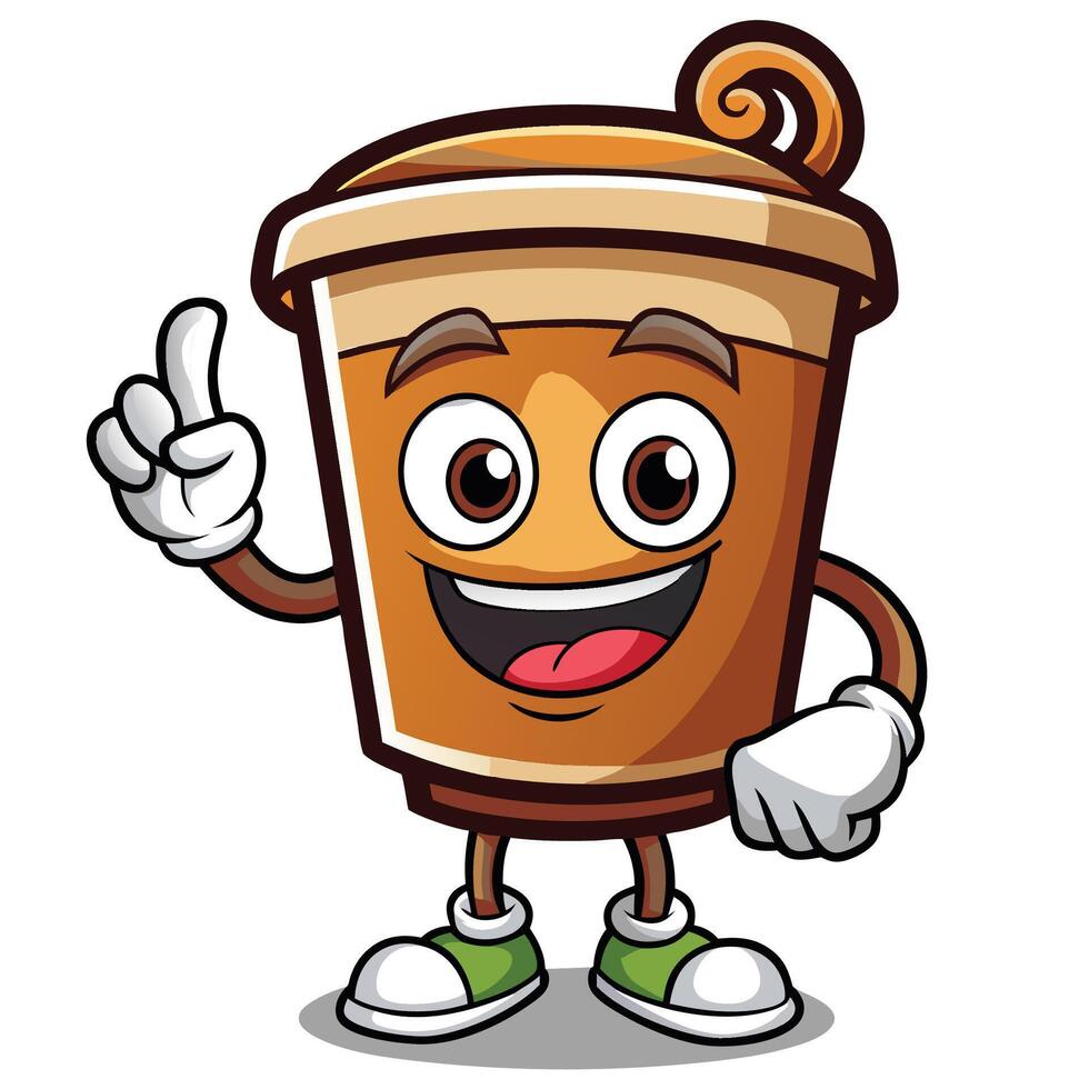 coffee cup character cartoon illustration on white background vector