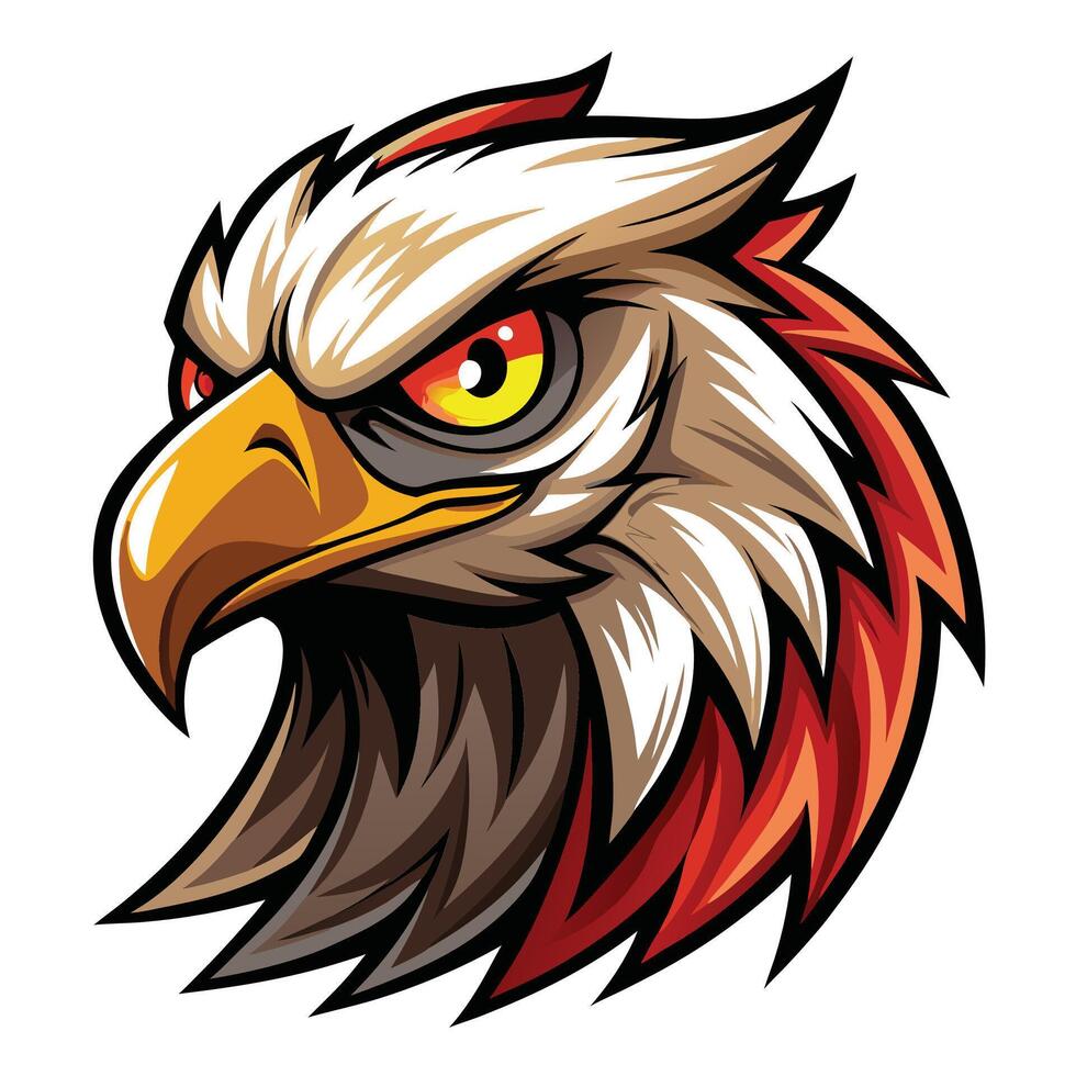 an eagle head with red and white feathers vector
