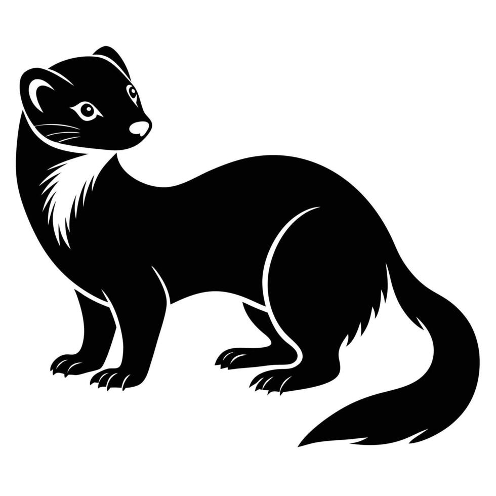 a black and white illustration of a weasel vector