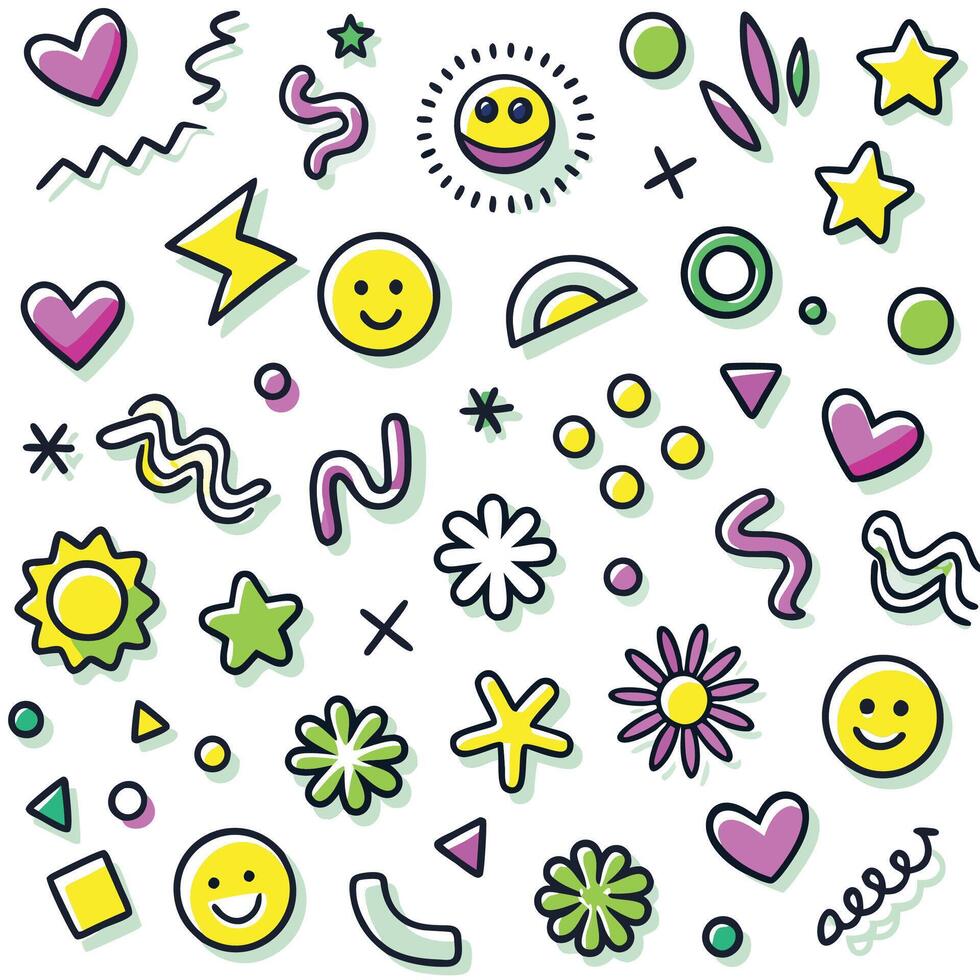 a collection of colorful objects and symbols vector