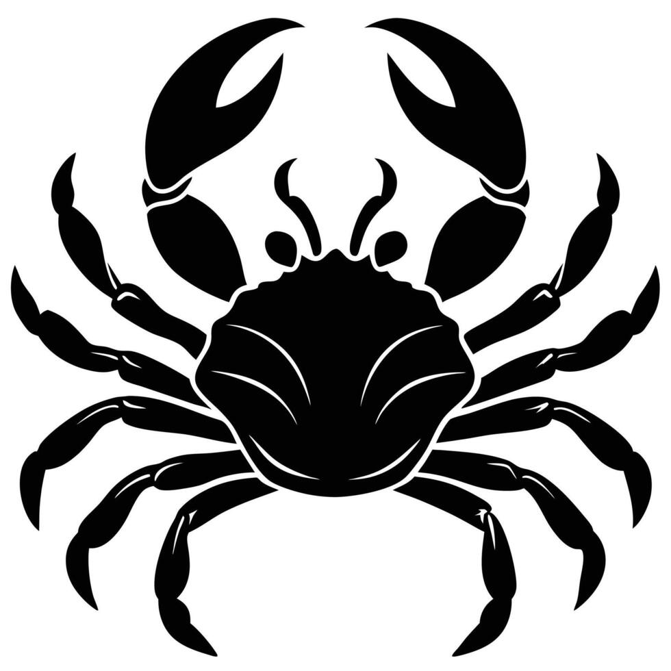 a black and white crab silhouette on a white background vector