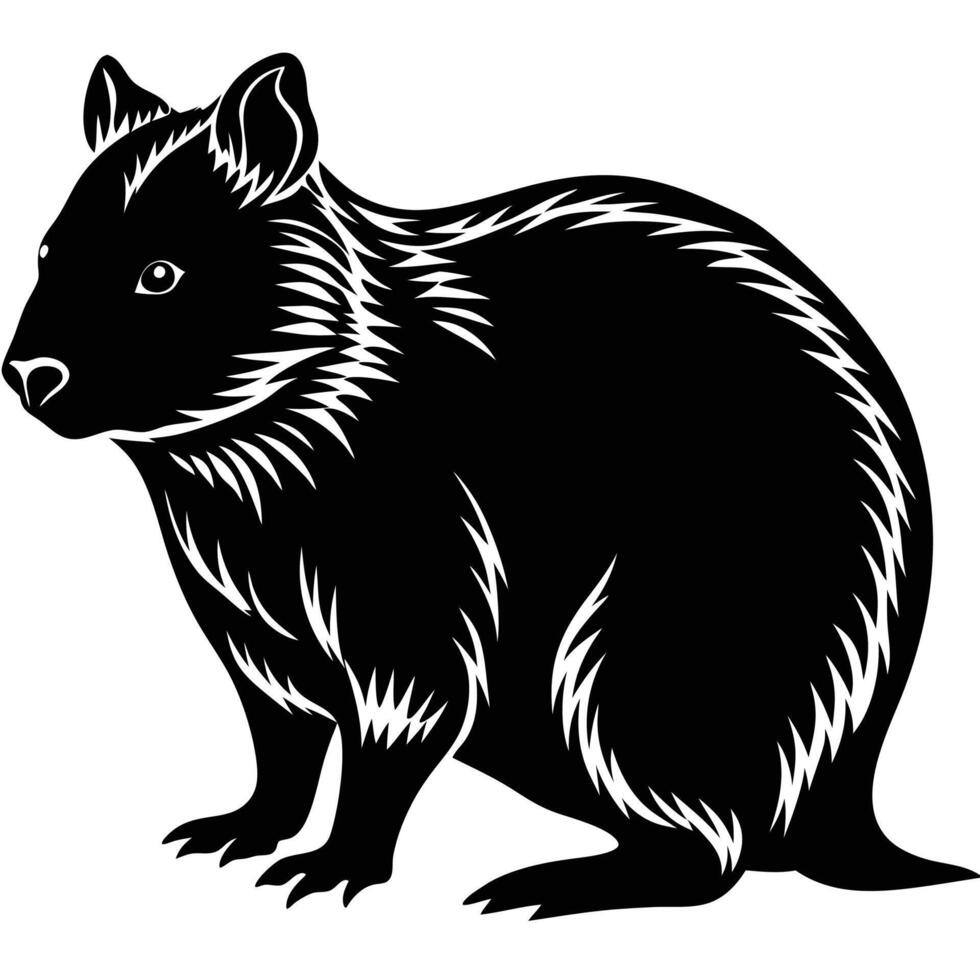 a black and white image of a small animal vector