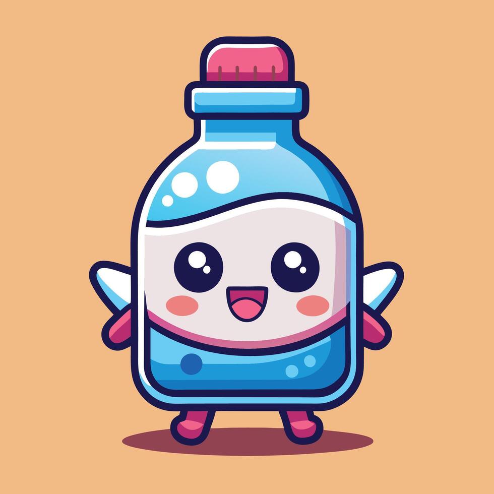 a cartoon bottle with a cute face and eyes vector