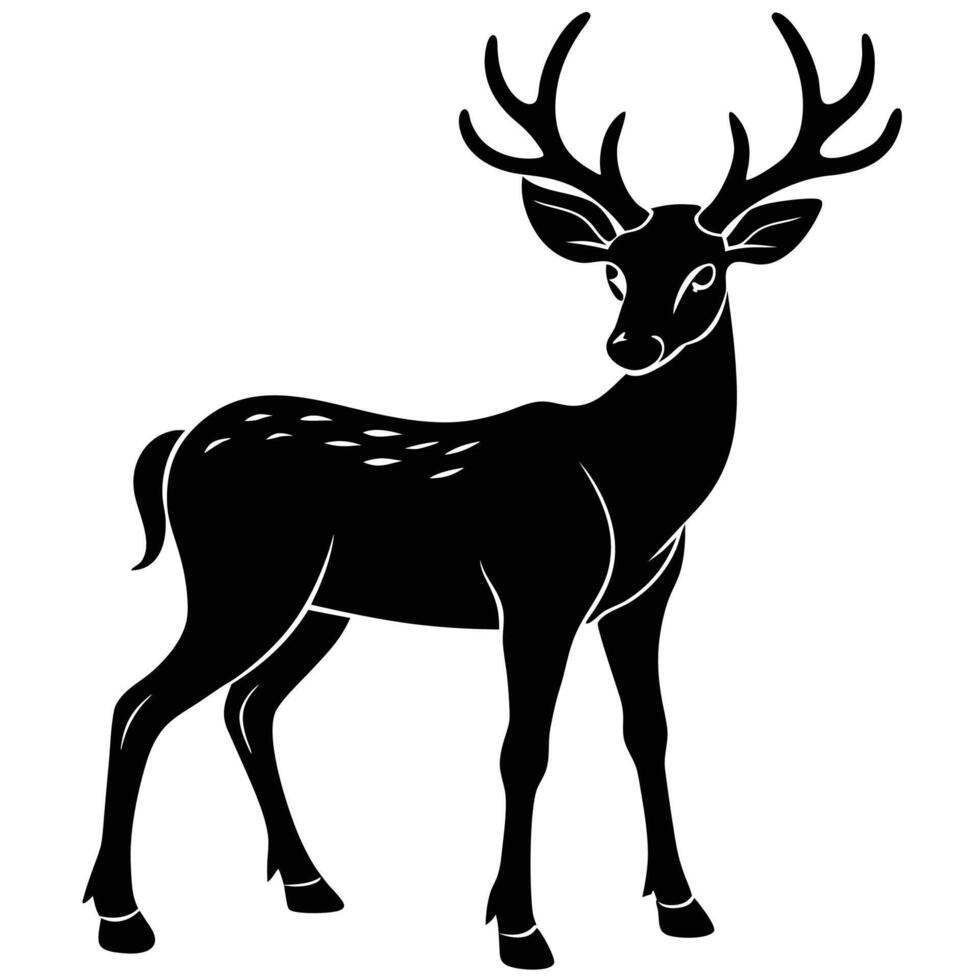 a black and white silhouette of a deer vector