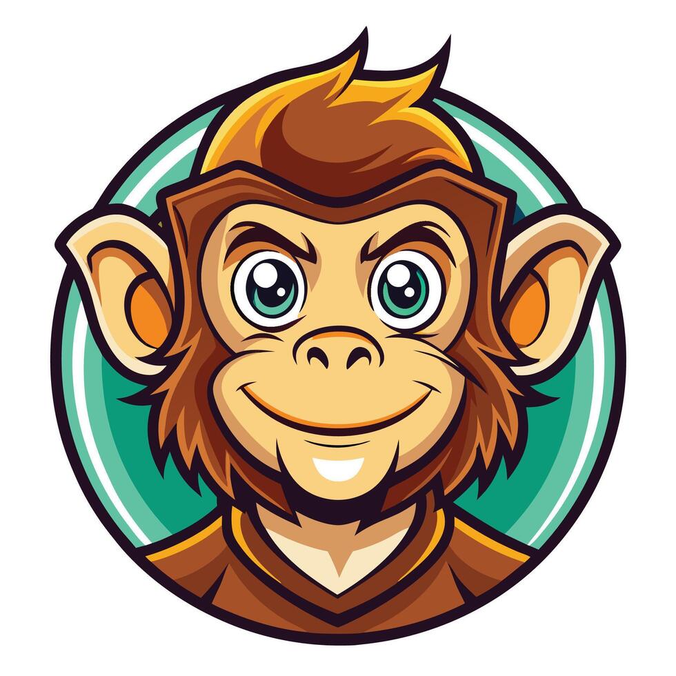 a cartoon monkey head with a round face vector