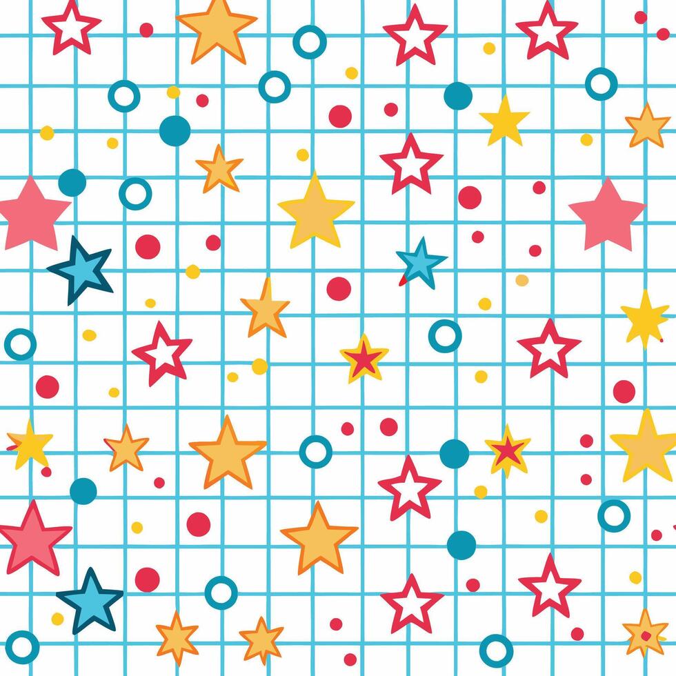 a colorful star pattern with squares and circles vector