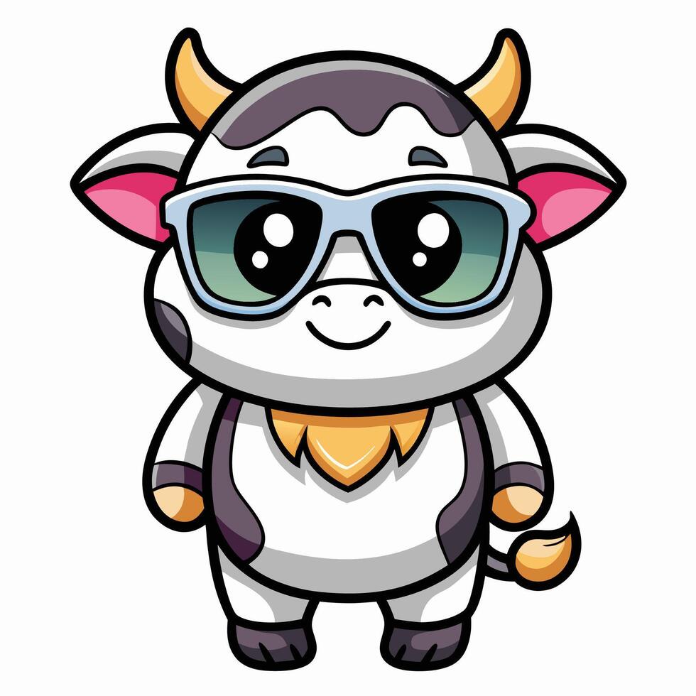 a cartoon cow wearing sunglasses and a bow tie vector