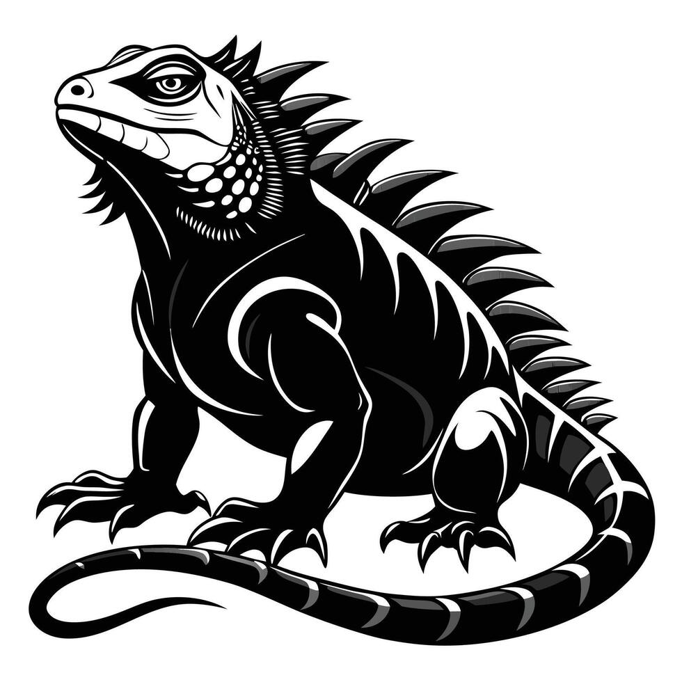 an iguana lizard is standing on its hind legs vector