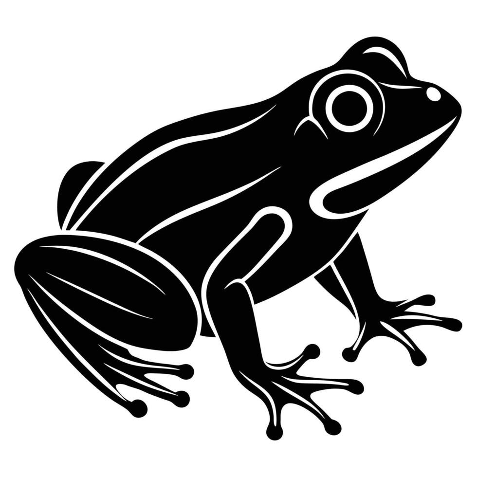a black and white illustration of a frog vector
