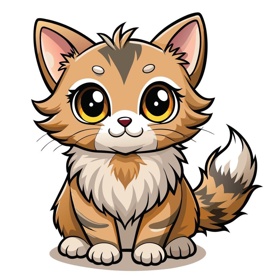 a cartoon cat with big eyes and a white background vector