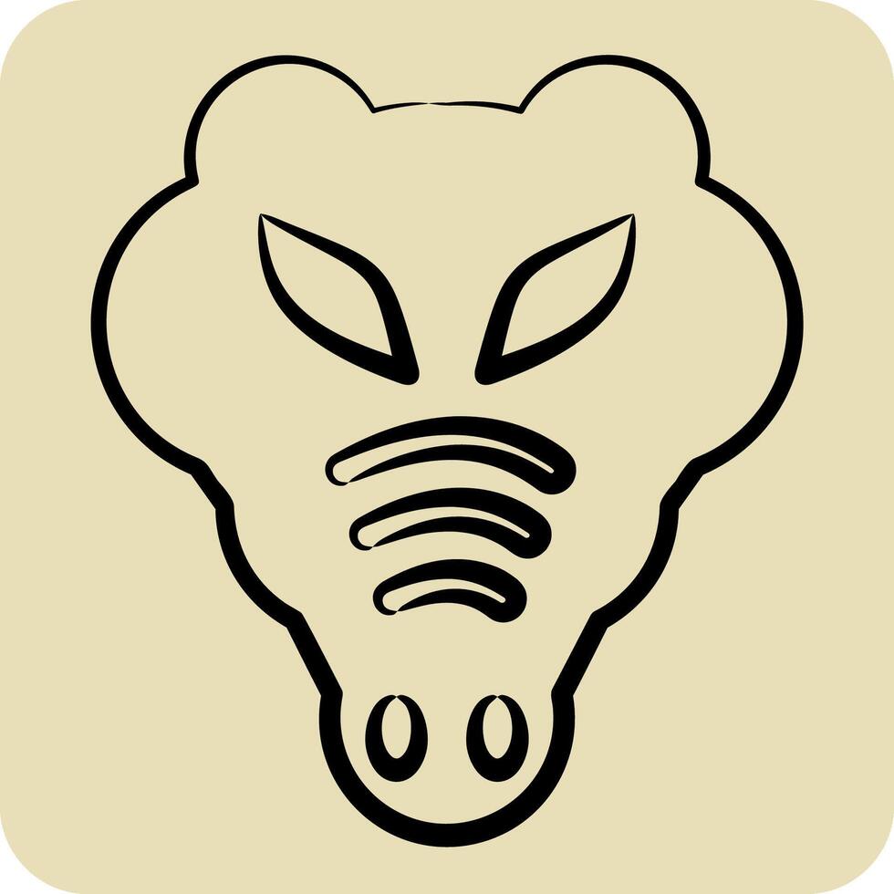 Icon Crocodile. related to Animals symbol. hand drawn style. simple design editable vector