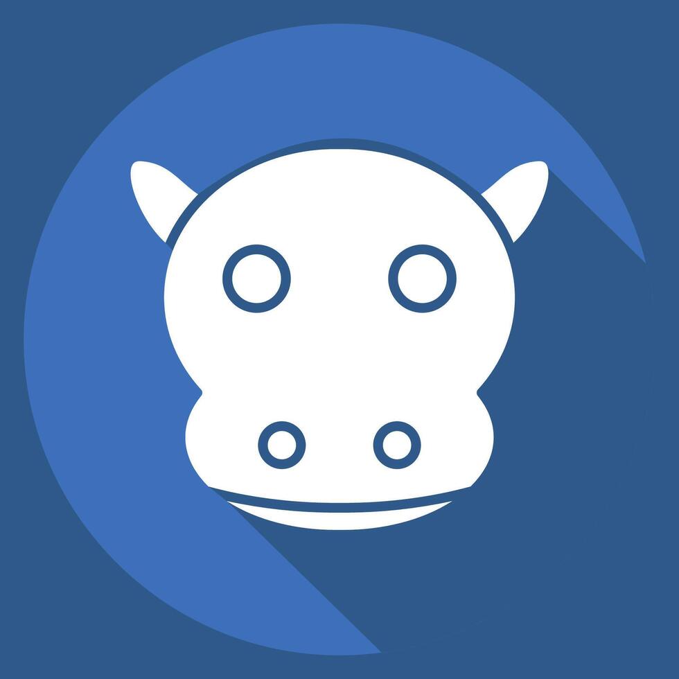Icon Hippo. related to Animals symbol. long shadow style. simple design editable vector