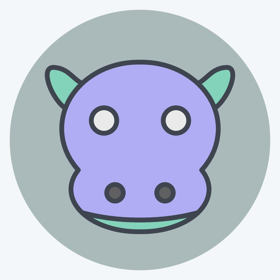 Icon Hippo. related to Animals symbol. color mate style. simple design editable vector
