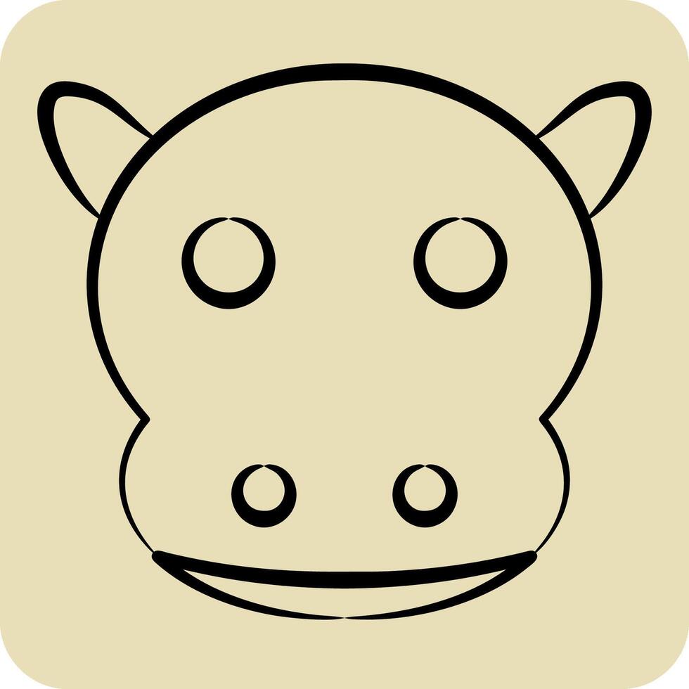 Icon Hippo. related to Animals symbol. hand drawn style. simple design editable vector