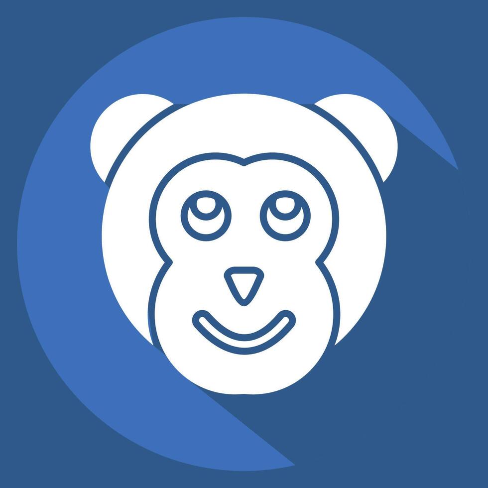 Icon Monkey. related to Animals symbol. long shadow style. simple design editable vector