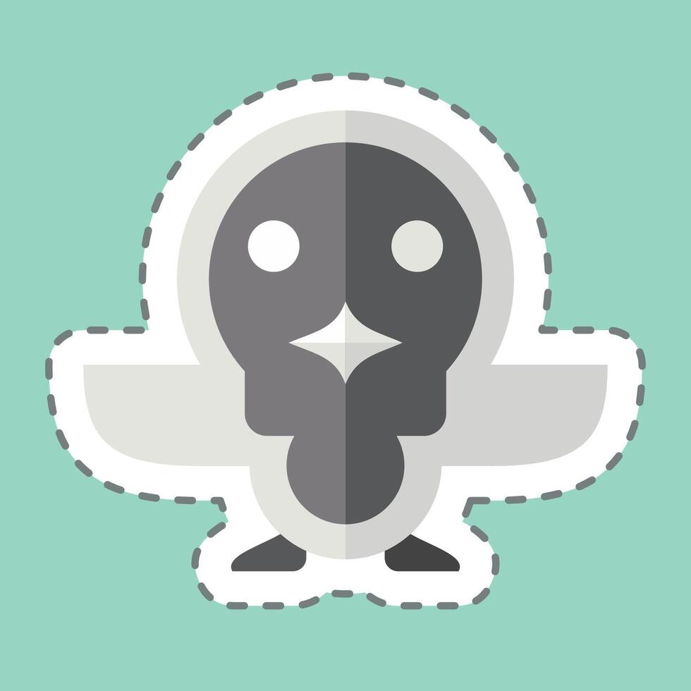 Sticker line cut Penguin. related to Animals symbol. simple design editable vector