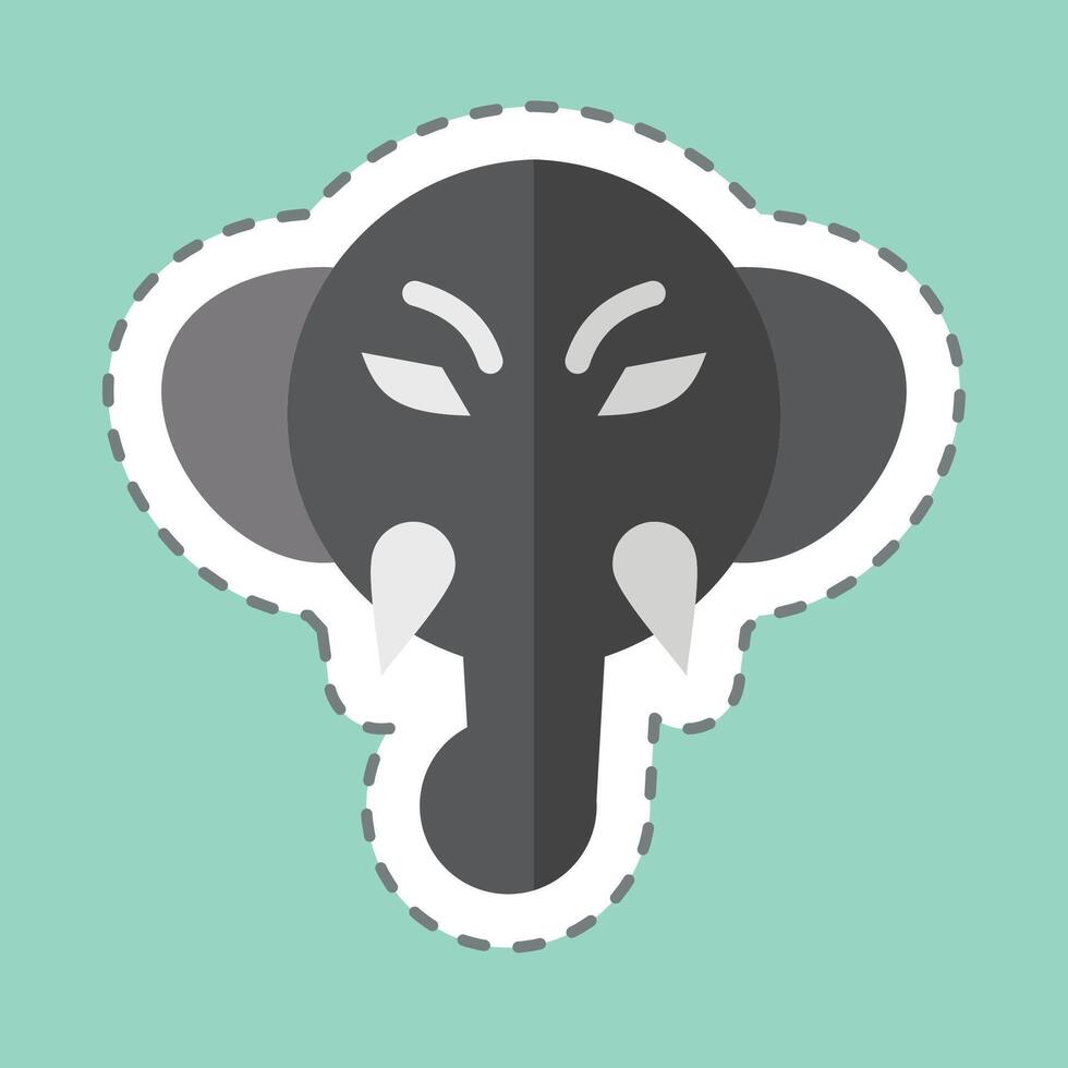 Sticker line cut Elephant. related to Animals symbol. simple design editable vector