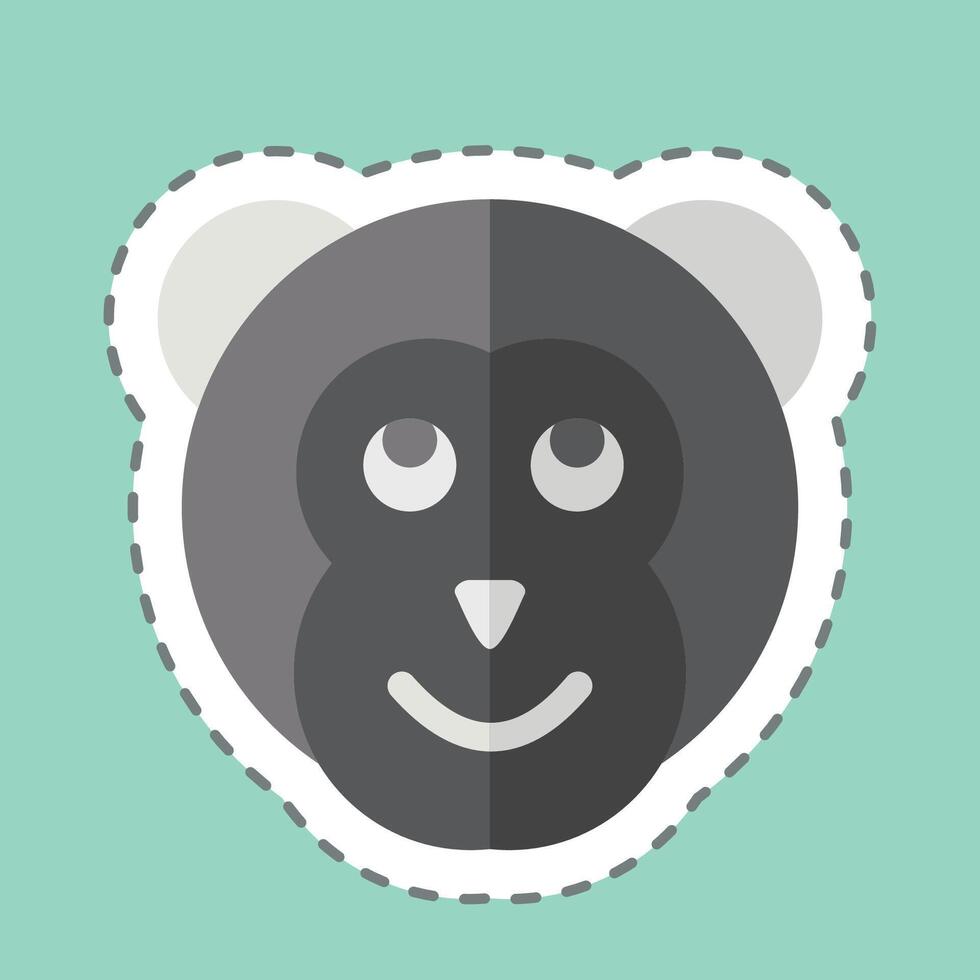 Sticker line cut Monkey. related to Animals symbol. simple design editable vector