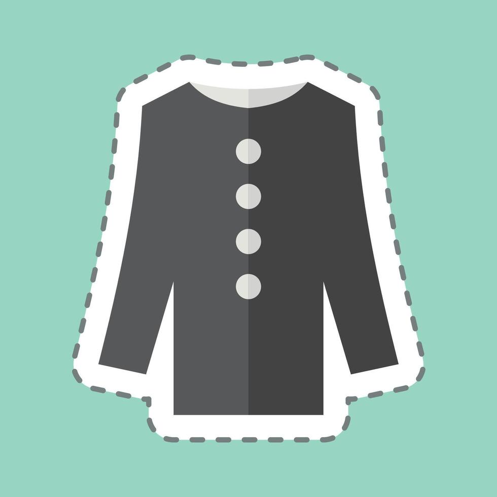 Sticker line cut Long Shirt. related to Fashion symbol. simple design editable vector