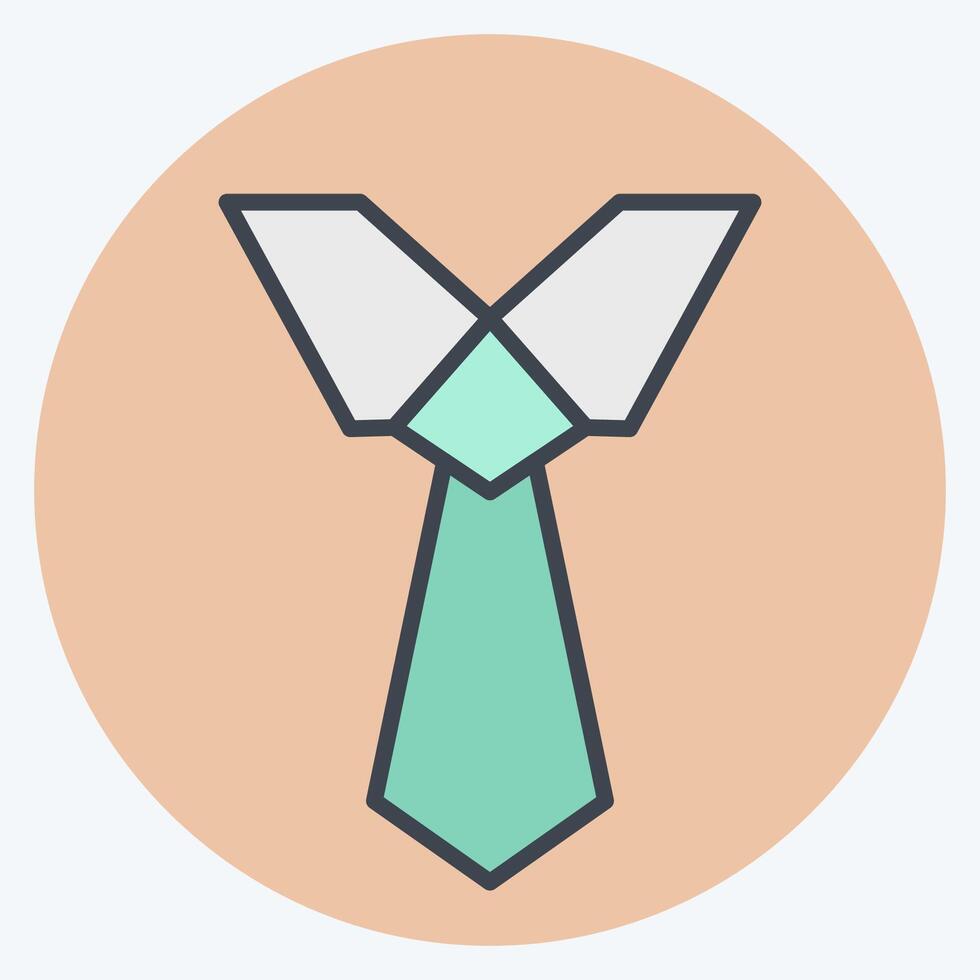 Icon Tie. related to Fashion symbol. color mate style. simple design editable vector