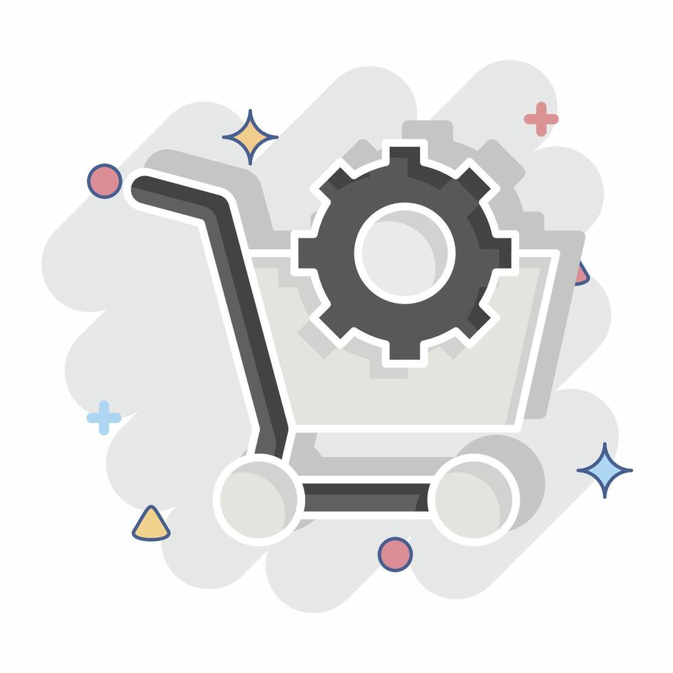 Icon E Commerce Optimization. related to Media and Advertising symbol. comic style vector
