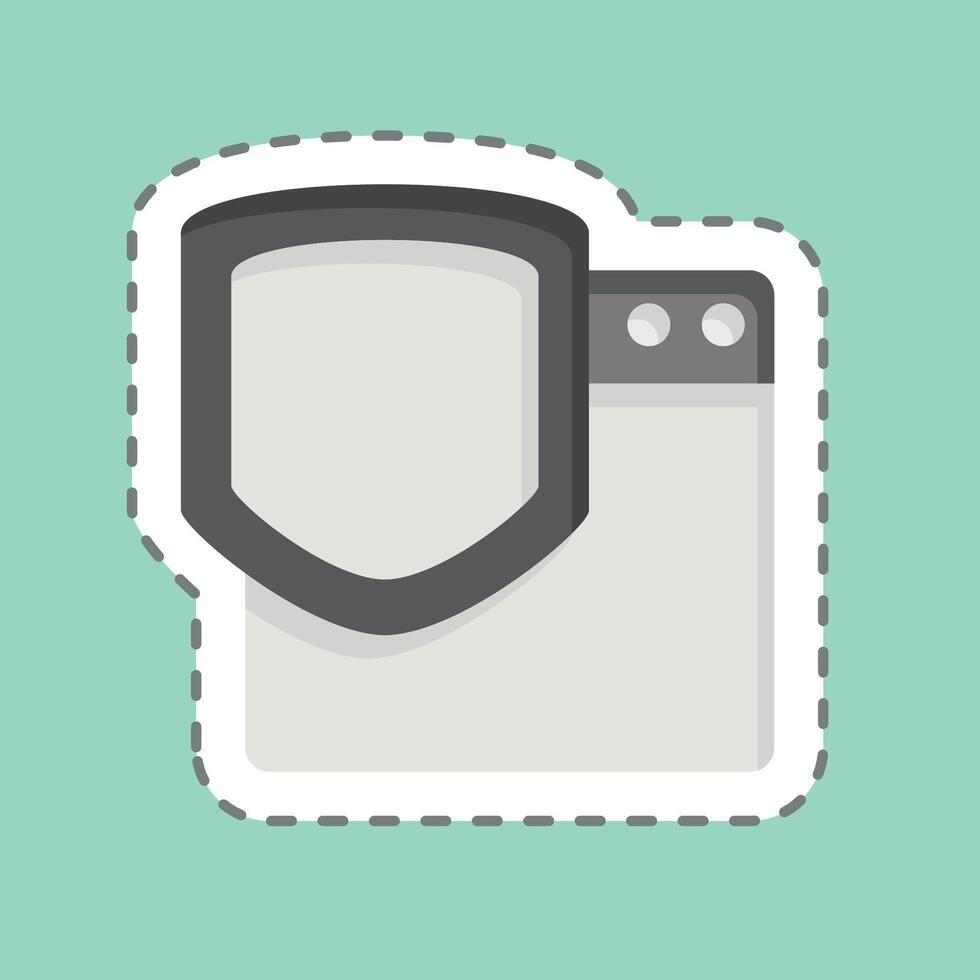 Sticker line cut Website Protection. related to Media and Advertising symbol vector