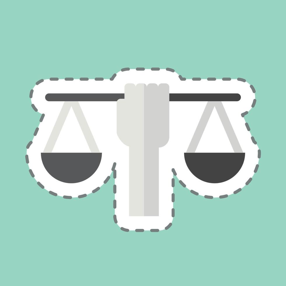 Sticker line cut Human Right. related to Justice symbol. simple design editable vector