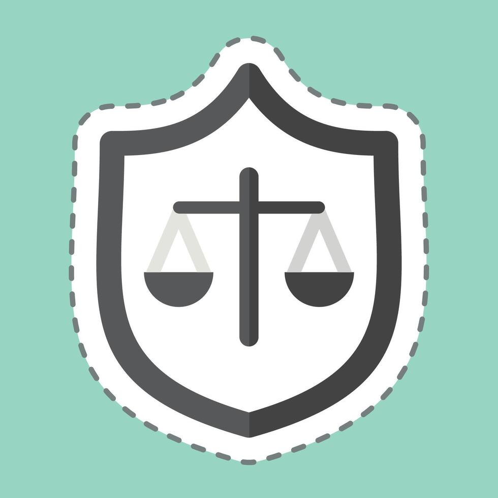 Sticker line cut Justice. related to Justice symbol. simple design editable vector