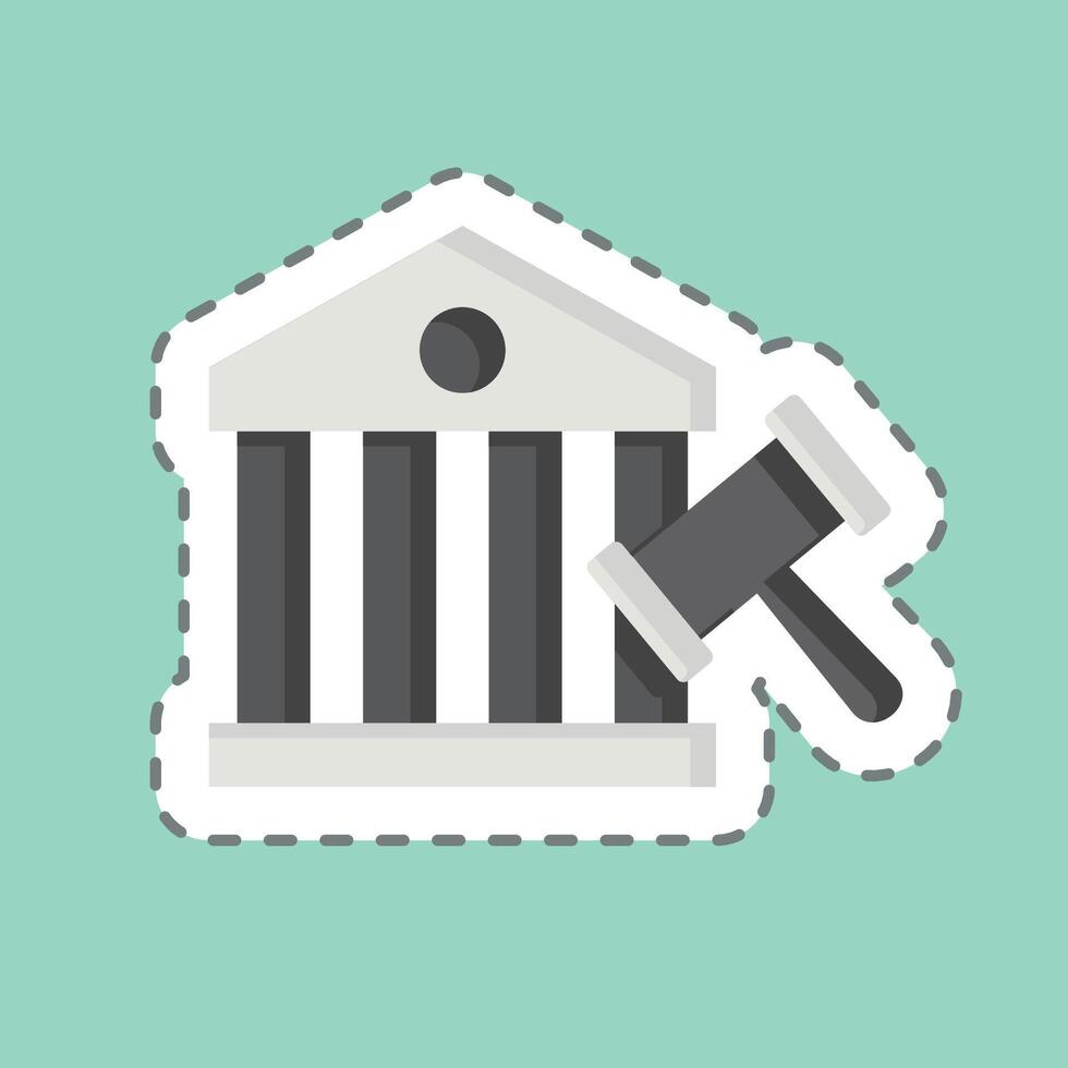 Sticker line cut Court. related to Justice symbol. simple design editable vector