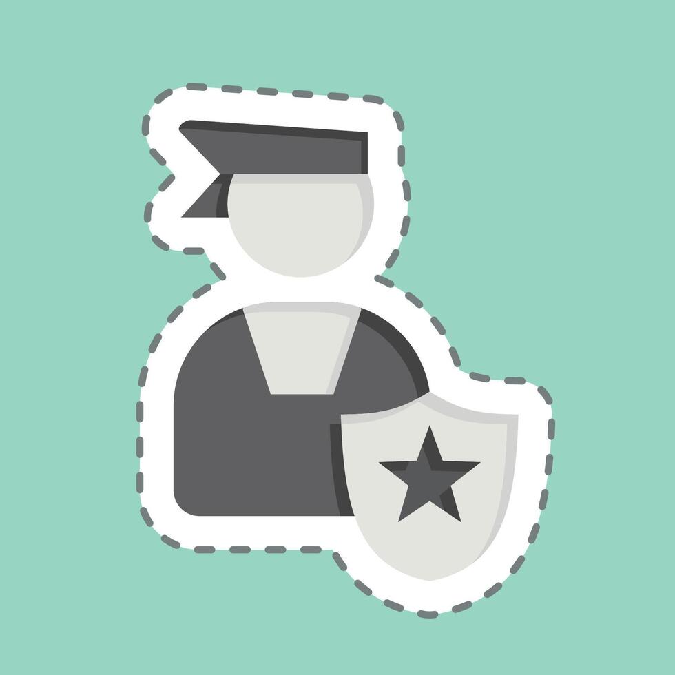 Sticker line cut Authority. related to Justice symbol. simple design editable vector